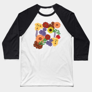 Aesthetic Floral Design Sunflowers Roses Baseball T-Shirt